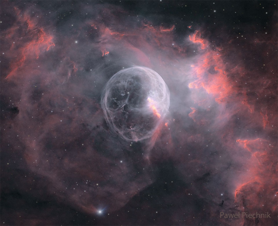 A starfield is shown with a big light bubble in
the center. To some, the bubble may resemble
a skull.
Please see the explanation for more detailed information.